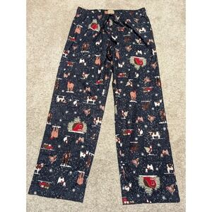 Blue Mountain Men's Farm Animal Christmas Pajama Pants Size L Navy Blue Cotton